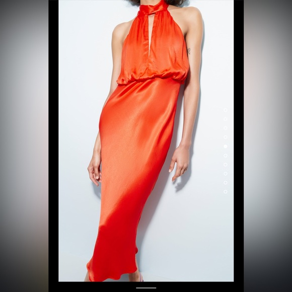 ZARA Satin Effect Halter Dress - Picture 2 of 11